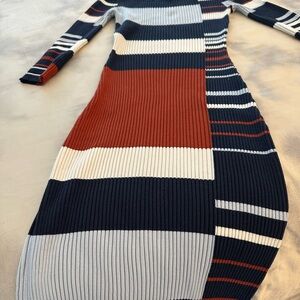 Striped Knit Midi Dress